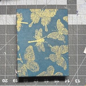 Blue and Gold Butterfly Dragonfly Hand Sewn Notebook Made in Alaska
